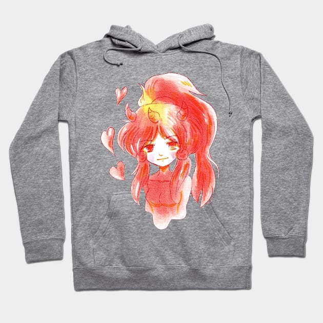 Fiery Watercolor Demon Girl Hoodie by saradaboru